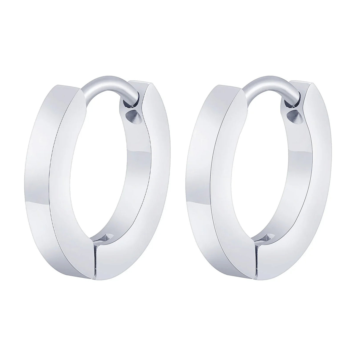 Vnox Small Hoop Huggie Earrings | Glossy Stainless Steel Minimalist Earrings for Women and Men