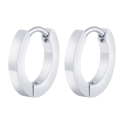 Vnox Small Hoop Huggie Earrings | Glossy Stainless Steel Minimalist Earrings for Women and Men