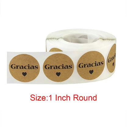 Kraft Gracias Spanish Thank You Sticker Seals | 1 Inch Envelope Stickers