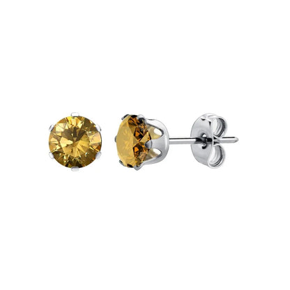 Stainless Steel Cubic Zirconia Stud Earrings Set | 12 Color Hypoallergenic Earrings for Sensitive Skin