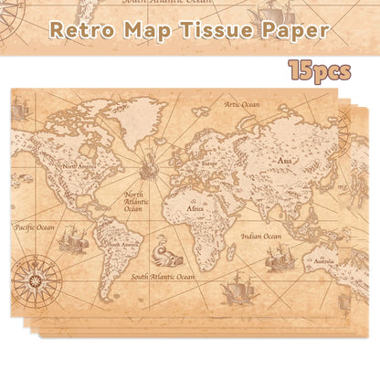 World Map Tissue Paper | Gift Wrapping and Party Decoration Supplies