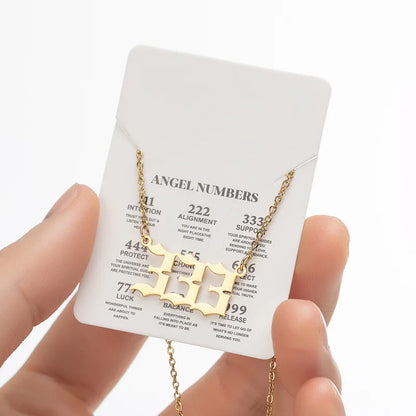 Angel Number Stainless Steel Pendant Necklace | Lucky Numbers Jewelry