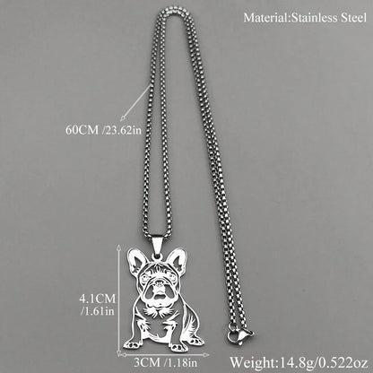 French Bulldog Pendant Necklace | Stainless Steel Dog Jewelry for Women Men
