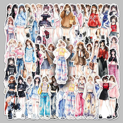 50 Unique Fashion Sticker Set | Trendy Cartoon Decals for Clothing Scrapbooking and DIY Crafts