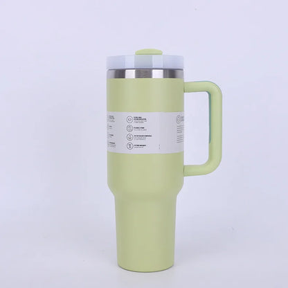 40 Oz / 1200 Ml Insulated Mug with Handle and Straw, Stainless Steel Tumbler with Spill-proof Lid for Hot or Cold Drinks