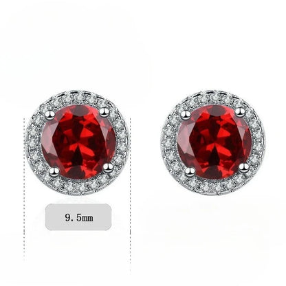 925 Sterling Silver Stud Earrings | Zircon and Colored Gemstone Elegant Jewelry