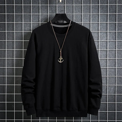 Aflczyu Men’s Tatting Sweatshirt - O-Neck, Full Sleeve, Solid Pattern, Regular Fit, Casual Style, Standard Thickness, Spring & Autumn Wear