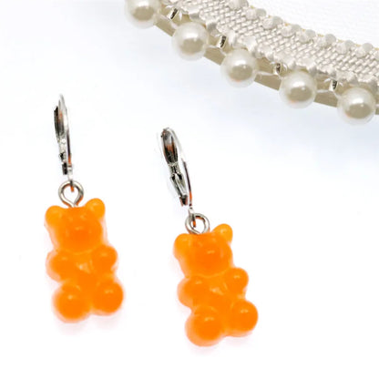 Gradient Bear Dangle Earrings | Cute Sequins Hoop Earrings for Women