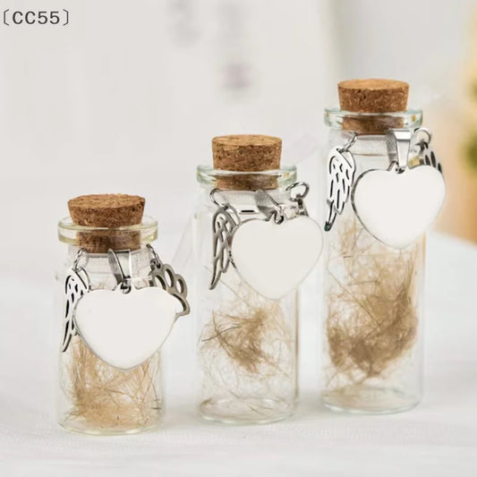 Pet Memorial Bottle | Dog Cat Fur Keepsake with 3 Silver Accessories