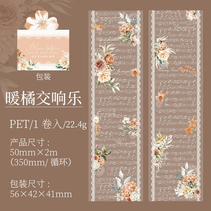 6 Styles Decorative Lace Flower Tape Set | DIY Collage PET Stickers