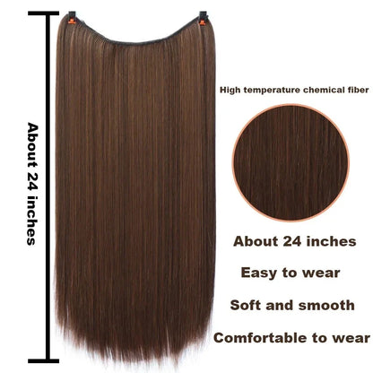 Fish line hair extension piece | 40cm 50cm 60cm straight and curly daily wear for women