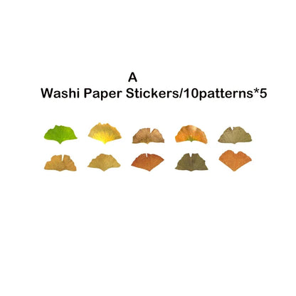Leaf Washi Paper Stickers | 50-Pack DIY Scrapbooking Decor