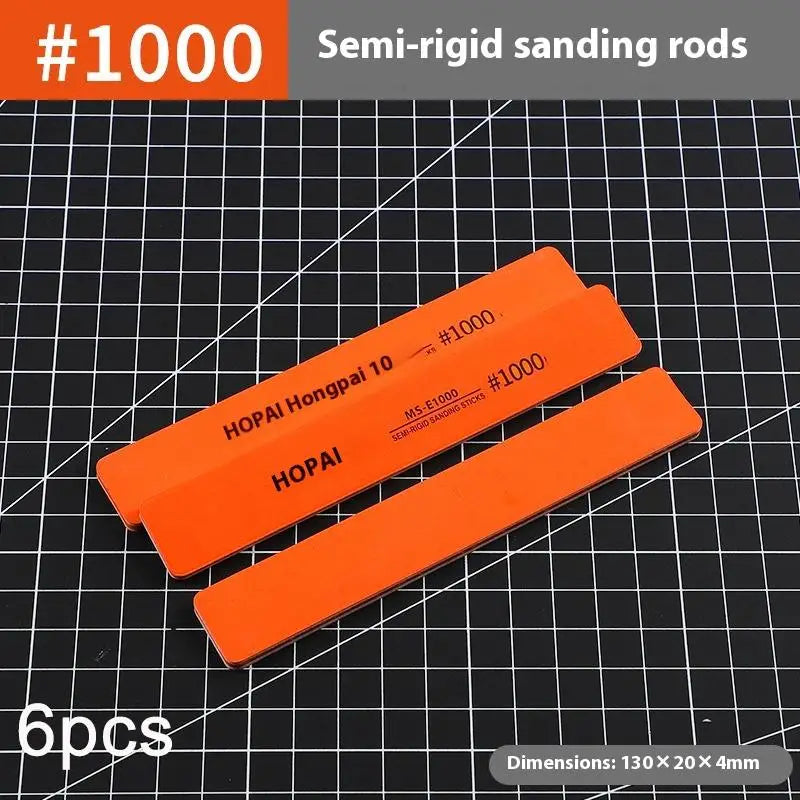 6pcs DIY Model Sanding Sticks Set | Semi-Rigid Polishing Rods for Plastic Models