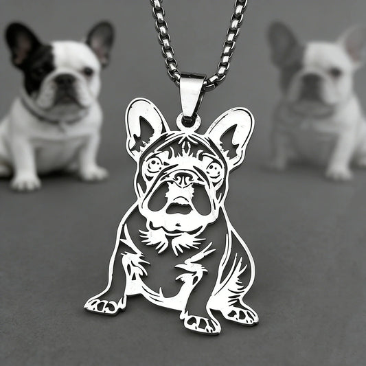French Bulldog Pendant Necklace | Stainless Steel Dog Jewelry for Women Men