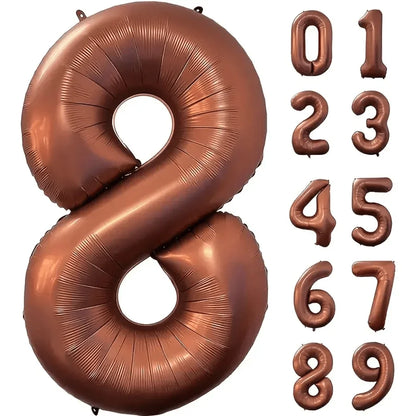 Foil Number Balloons 40 Inch | Brown Birthday Party Decor