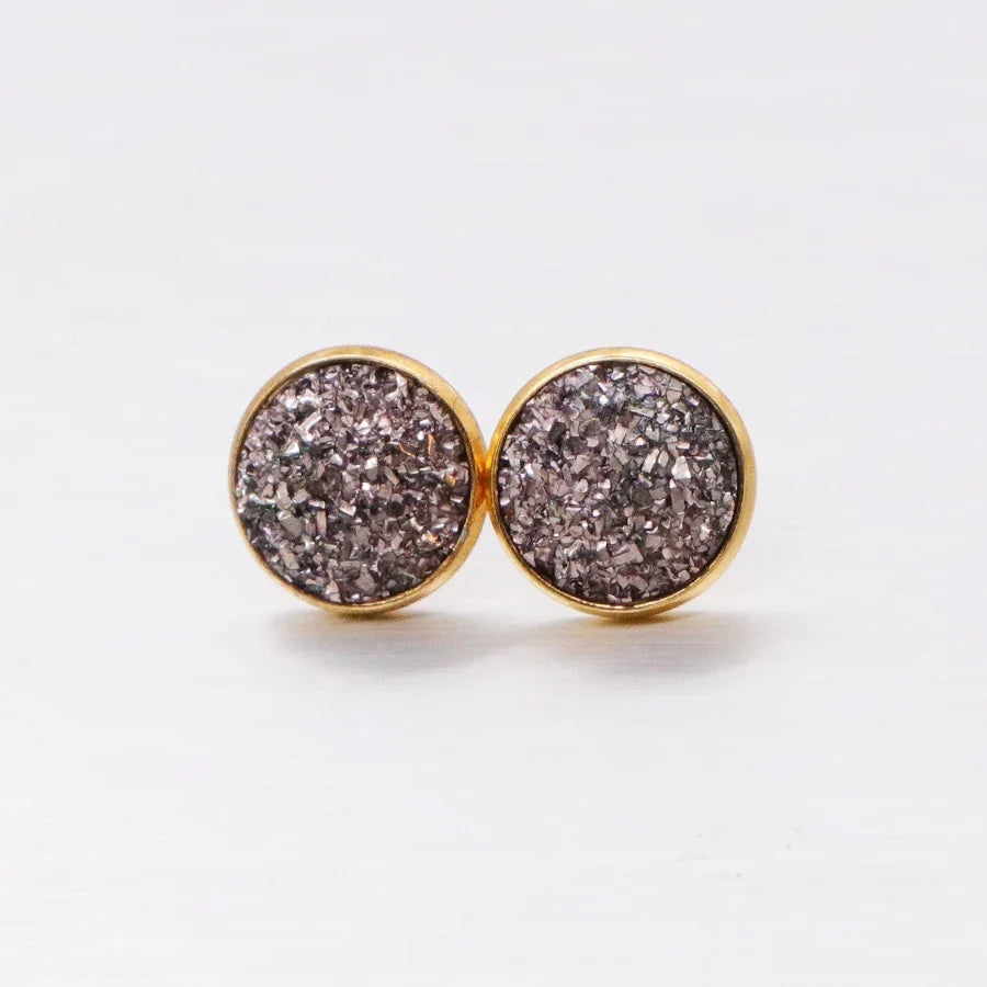 Glitter Resin Stud Earrings Set | Colorful Stainless Steel Jewelry