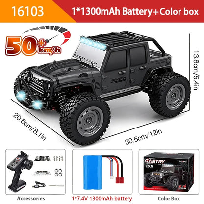 16103 Fast Rc Cars 50km/h 1/16 Off Road 4WD with LED Headlights,2.4G Waterproof Remote Control Monster Truck for Adults and Kids
