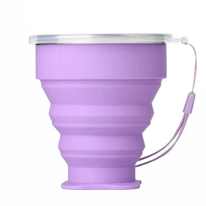 Portable Silicone Folding Water Cup Outdoor Heat Resistant Telescopic Collapsible Foldable Mug With Lid For Travel Camping 200m