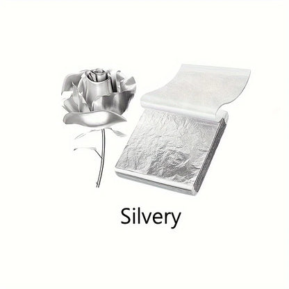 100pcs Imitation Gold Silver Foil Paper Leaf Sheets | Gilding DIY Craft Art Supplies