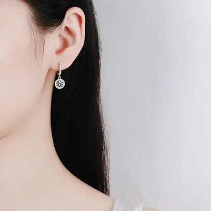 925 Sterling Silver 1 Carat Moissanite Hoop Earrings | Luxury Evening Jewelry for Women