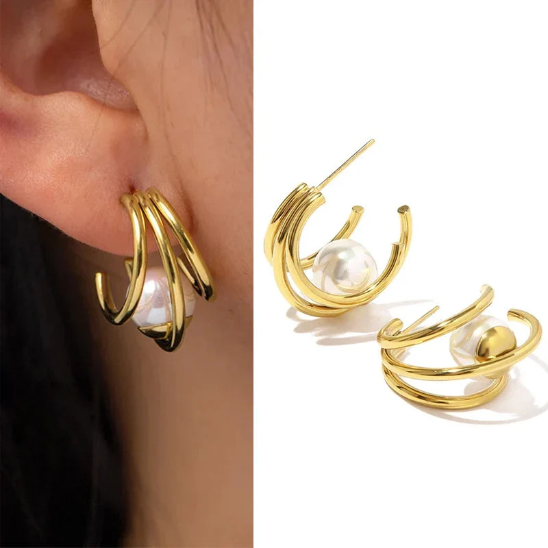 Geometric Metal Hoop Earrings for Women | Trendy Fashion Jewelry Set