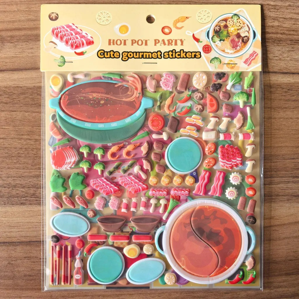 9 Styles Cute Double Layer 3D Foam Stickers | Alphabet Cars Food Cartoon for Notebook Journal Phone Case Decoration