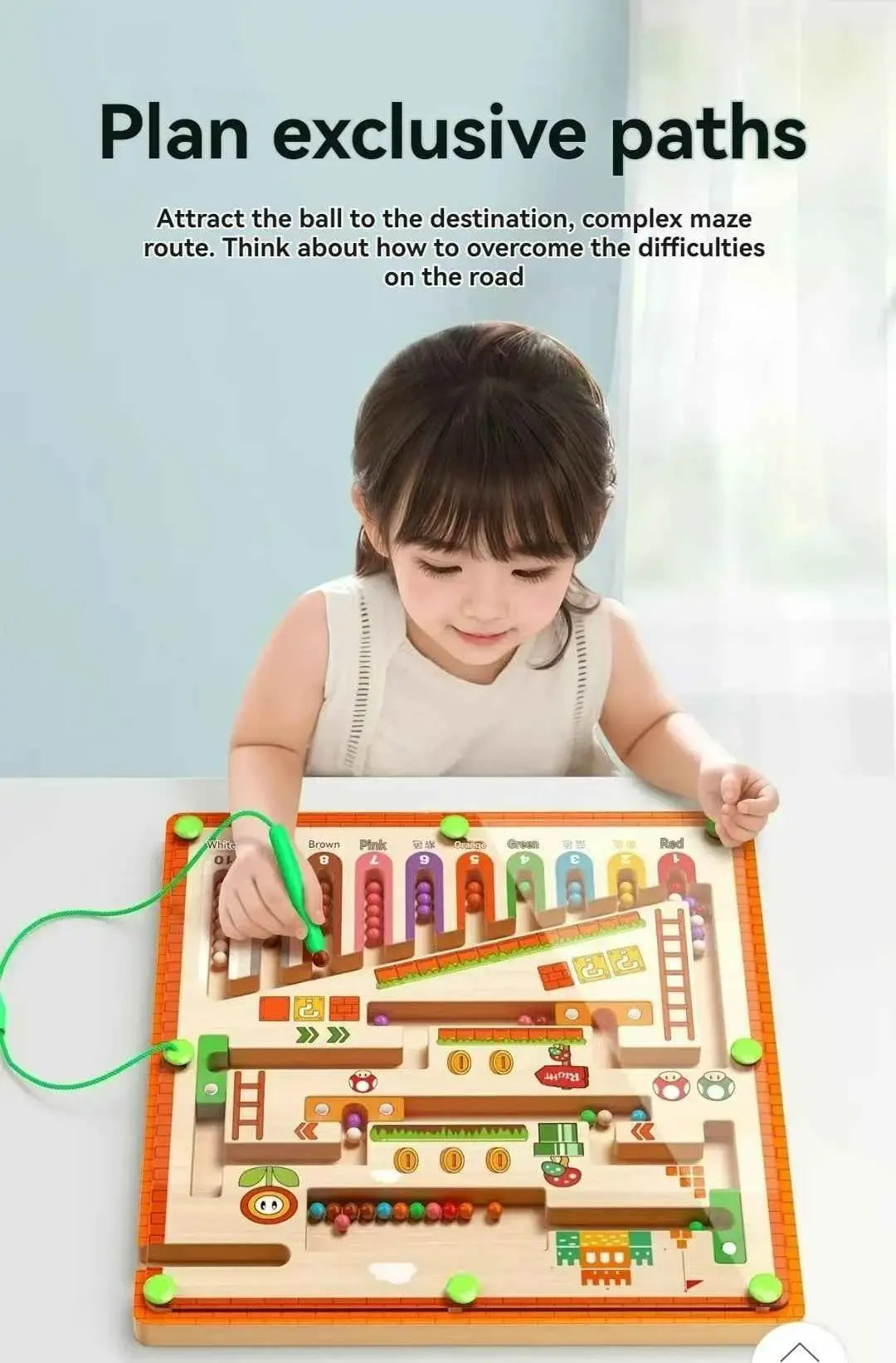 Children's Magnetic Maze Walking Ball Baby Concentration Training, Writing Logic Thinking 3 year Old Early Education Puzzle To