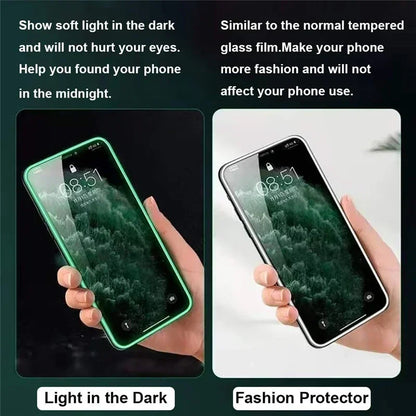 3PCS Night Light Luminous Screen Protector Used Phone for IPhone 12 11 13 14 15 16 17 Pro Max Plus Mini Case Tempered Glass Film
