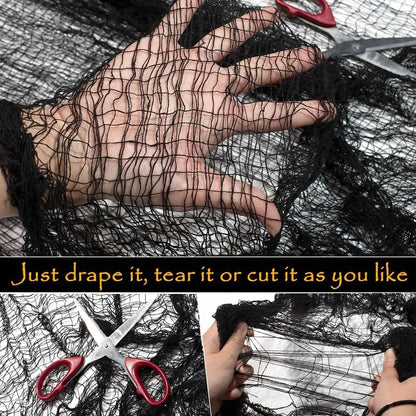 76x183cm Halloween Decorations Black Creepy Gauze Cloth Window Table Door Net Spooky Fancy Dress Party Haunted House Wall Decor
