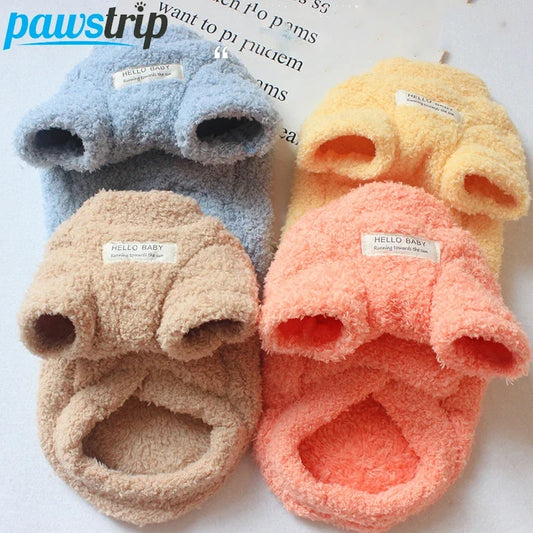Winter Warm Plush Dog Sweater – Soft Pet Coat for Small Dogs & Puppies
