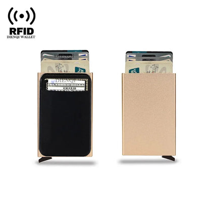 DIENQI RFID Credit Card Holder | Slim Pop-Up Metal Wallet