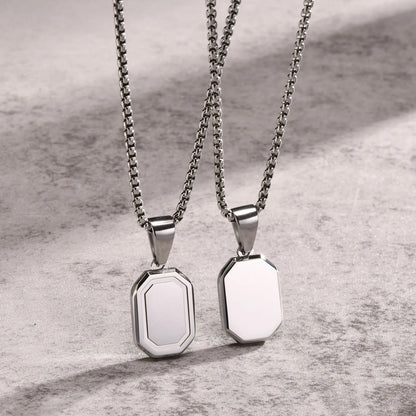 Personalized Initial Geometric Necklace | Stainless Steel Letter Pendant for Men and Women