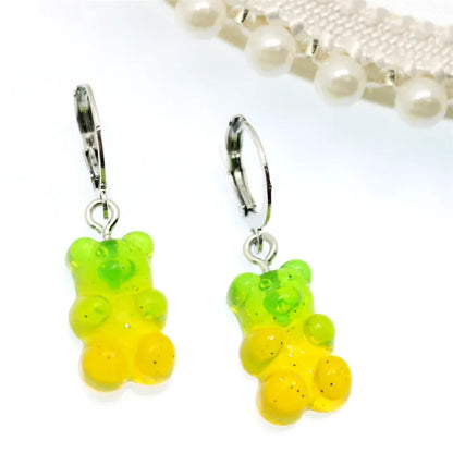 Gradient Bear Dangle Earrings | Cute Sequins Hoop Earrings for Women