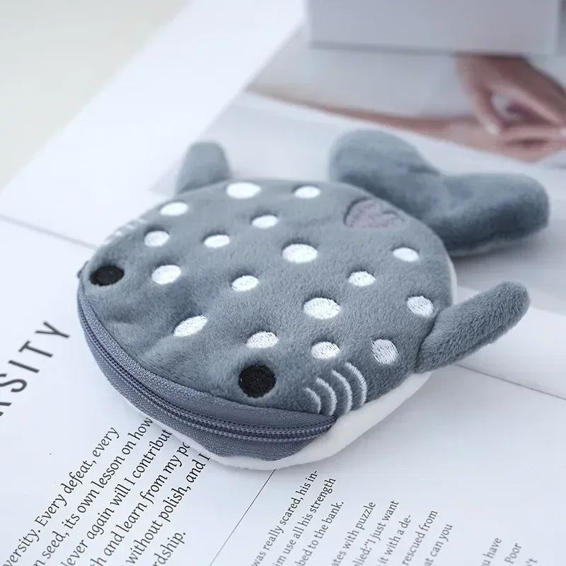 Cute Animal Plush Coin Purse | Zipper Change Purse with Keychain Mini Wallet