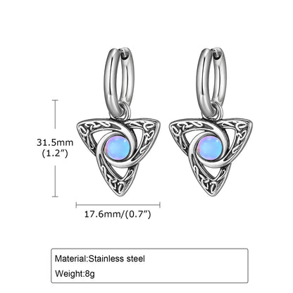 Geometric Triangle Earrings for Men | Viking Natural Stone Huggies Hoop Earrings