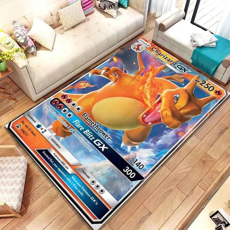 Pokemon Anime Card Pattern Large Area Rug 3D Carpet for Home Living Room Children's Bedroom Sofa Non-slip Kids Doormat Decor M