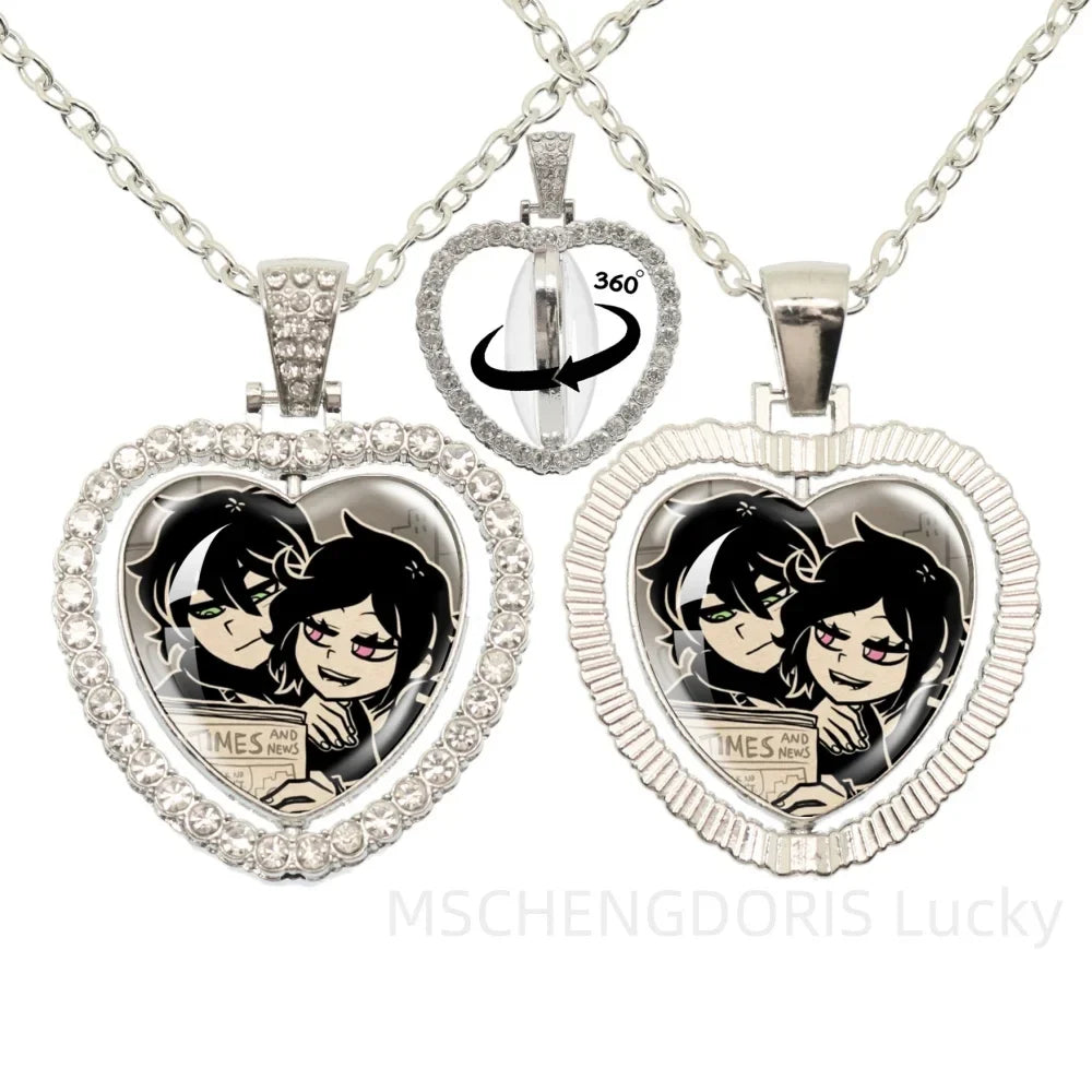 The Coffin Of Andy And Leyley Cosplay Necklace | Double Sided Glass Cabochon Heart Pendant