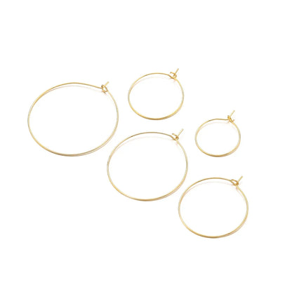 20pcs Stainless Steel Big Circle Hoop Earrings Wires | 18K Gold Plated or Steel Color, 20-40mm