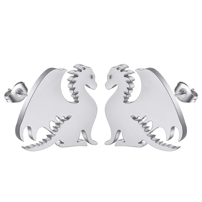 Punk Black Western Dragon Ear Stud | Stainless Steel Stud Earrings