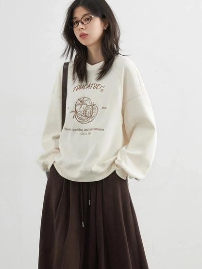 Color-Block Embroidered Sweatshirt Autumn Pullover