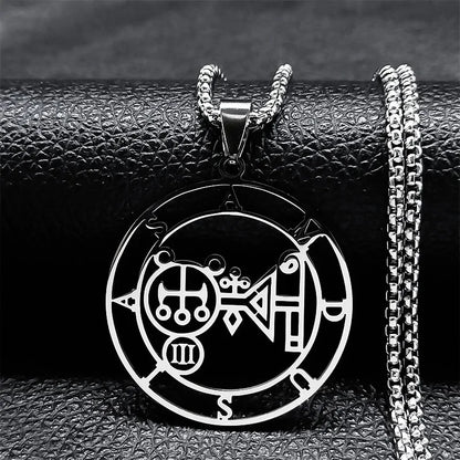 Sigeal Sigil De Lucifer Stainless Steel Satan Necklace | Asmoday Key Baphomet Pendant Jewelry