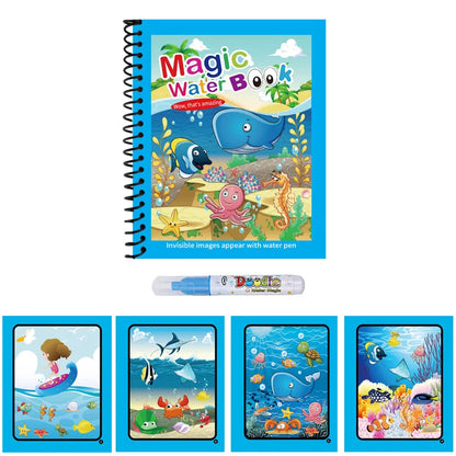 Cartoon Watercolor Painting Magic Book | Mess-Free Reusable Water Drawing Pad for Kids