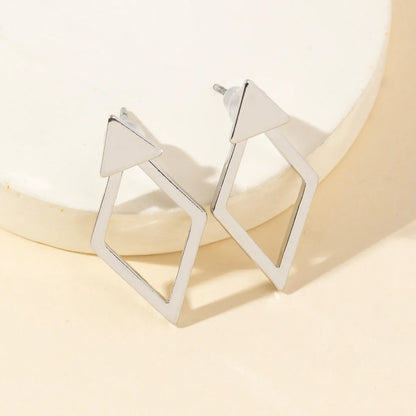 FTCY Geometric Square Stud Earrings | Double-layer Detachable Triangle Earrings for Women