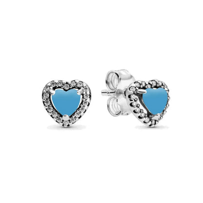 925 Sterling Silver Heart Shaped Zircon Earrings | Charming Girls Jewelry Gift