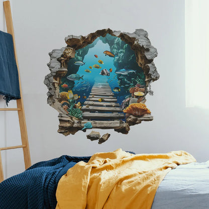 3D Underwater World Wall Stickers | Boys Room Ocean Decor Set