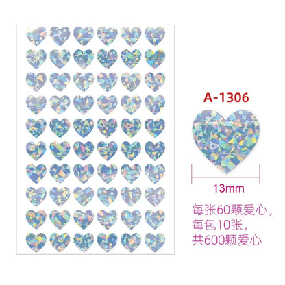 10 Sheets Glitter Heart Stickers | Mini Heart Stickers for DIY Decor