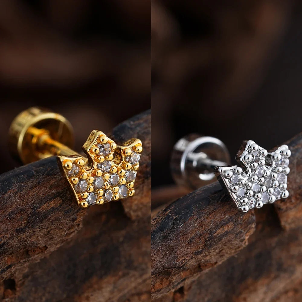 Zircon Star Ear Studs Stainless Steel Cartilage Tragus Helix Piercing | Mixed Style Earrings for Unisex