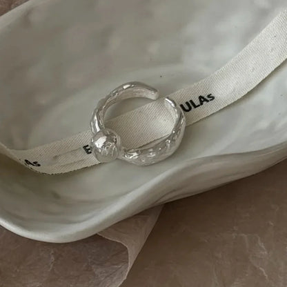 925 Sterling Silver Frosting Geometry Ring | Textured Wide Band for Women