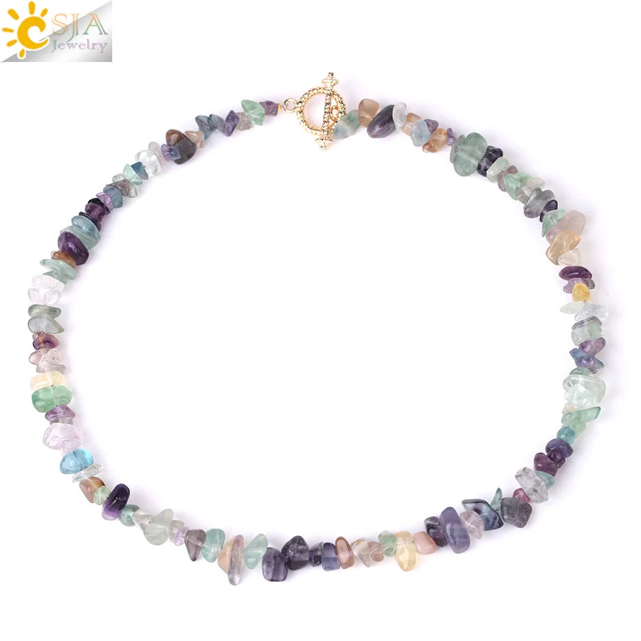 Natural Chip Stone Choker Necklace | Bohemia Crystal Bead Jewelry