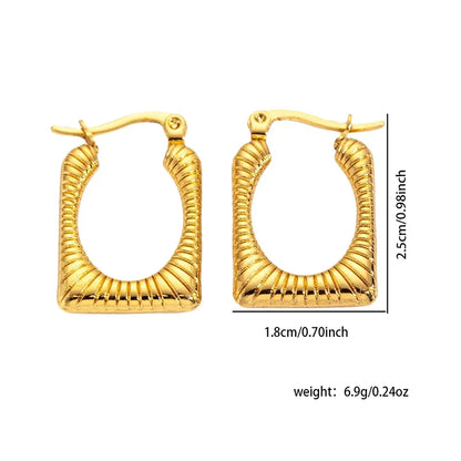 ANENJERY 316L Stainless Steel Hollow Square Texture Drop Earrings | Hypoallergenic Geometric Jewelry for Women